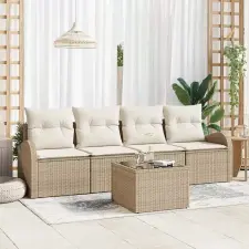  Kerti Kanapé Szett 5 db 4-Ülőhelyek száma Beige és krém kerti bútor