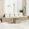  Kerti Kanapé Szett 5 db Beige és krém polirattan