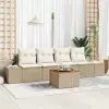  Kerti Kanapé Szett 5 db Beige és krém polirattan