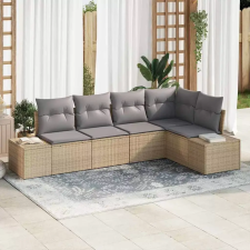 Kerti Kanapé Szett 5 pcs Beige és Világosszürke polirattan kerti bútor
