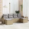  Kerti Kanapé Szett 6 db Bézs [Műanyag]: Poly Rattan