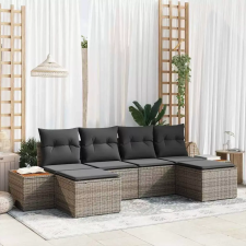  Kerti Kanapé Szett 6 db Szürke Poly Rattan kerti bútor