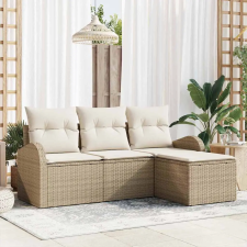 Kerti Kanapé Szett párnával 4 pcs Bézs Poli rattan kerti bútor