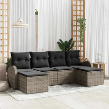  Kerti Kanapé Szett párnával 6 pcs Szürke Poli rattan kerti bútor