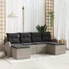  Kerti Kanapé Szett párnával 6 pcs Világosszürke Poly Rattan