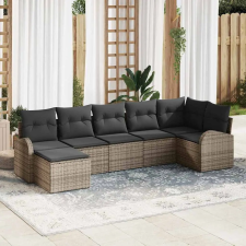  Kerti Kanapé Szett párnával 7 pcs Szürke Poli rattan kerti bútor