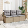  Kerti Kanapé Szett párnával tárolóval 3 pcs Bézs Poli rattan