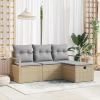  Kerti Kanapé Szett párnával tárolóval 4 pcs Bézs Poli rattan