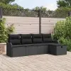  Kerti Kanapé Szett párnával tárolóval 5 pcs Fekete Poli rattan
