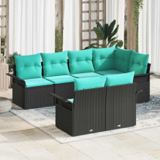  Kerti Kanapé Szett párnával tárolóval 7 pcs Fekete Poli rattan kerti bútor