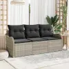  Kerti Kanapé Szett tárolóval 3 pcs Világosszürke Poli rattan