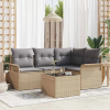  Kerti Kanapé Szett tárolóval 5 pcs Bézs polirattan