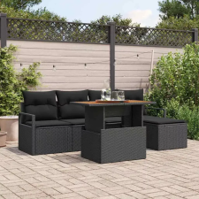  Kerti Kanapé Szett tárolóval 6 pcs Fekete Poli rattan kerti bútor