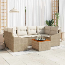  Kerti Kanapé Szett tárolóval 7 pcs Beige és krém polirattan kerti bútor