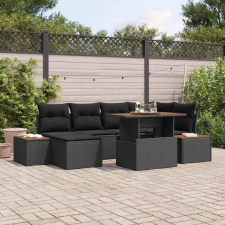  Kerti Kanapé Szett tárolóval 7 pcs Fekete Poli rattan kerti bútor