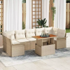  Kerti Kanapé Szett tárolóval 8 pcs Bézs Poli rattan