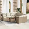  Kerti Kanapé Szett tárolóval 9 pcs Beige és krém polirattan