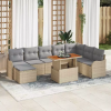 Kerti Kanapé Szett tárolóval 9 pcs Bézs Poli rattan