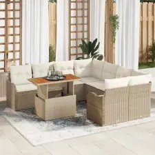 Kerti Kanapé Szett tárolóval 9 pcs Bézs Poli rattan kerti bútor