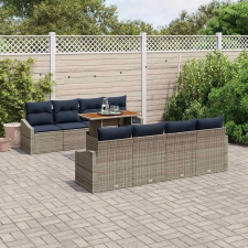  Kerti Kanapé Szett tárolóval 9 pcs Szürke Poli rattan kerti bútor