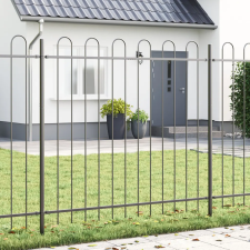  Kerti Kerítés Ív Csúccsal Szürke 6,8x1,5 m Acél építőanyag