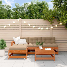  Kerti lounge szett 5 pcs Gyantás Barna Fenyő Tömör Fenyőfa kerti bútor