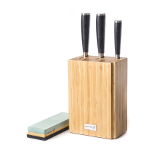 Késkészlet G21 Gourmet Premium 3 db bambusz késtartóban + csiszolókő konyhai eszköz
