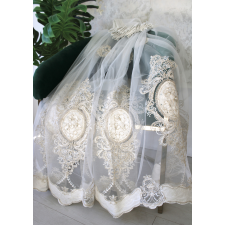  Kész függöny Babylon Barokk törtfehér Karikás Krém minta 280x250cm lakástextília