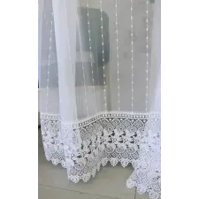  Kész függöny Emily Mintás Hímzett Fehér minta 300x180cm lakástextília