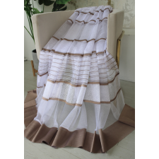  Kész függöny Jacquard fehér Dupla Barna csíkos minta 300x180cm lakástextília