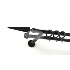  Keszthely fekete 2 rudas fém karnis szett - modern tartóval - 200 cm karnis, függönyrúd
