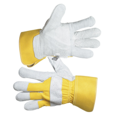  kesztyű munkához, Eider, HS-01-002; 10-es, marhahasíték, sárga védőkesztyű
