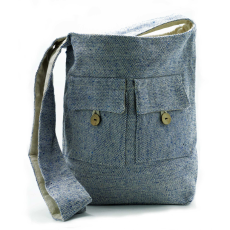  Két zsebes válltáska - természetes - Denim - nagy