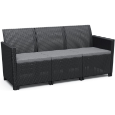 KETER Claire sofa 3 – háromszemélyes műrattan kerti kanapé, grafit kerti bútor