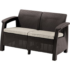 Keter Corfu love seat kétszemélyes polyrattan kerti kanapé - barna kerti bútor