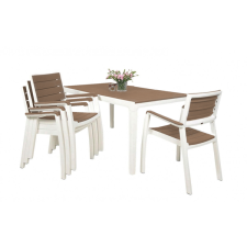 KETER Harmony kerti bútor szett, asztal + 4 szék, fehér / cappuccino kerti bútor