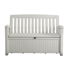KETER Patio bench műanyag kerti pad/tároló 227L, fehér színű kerti bútor