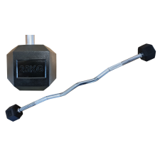  Kétkaros hatszögletű HEX súlyzó 25 kg EZ görbe gumírozott gumírozott kézisúlyzó