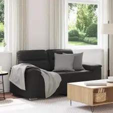  Kétszemélyes fekete műbőr kanapé 160x81x84 cm bútor