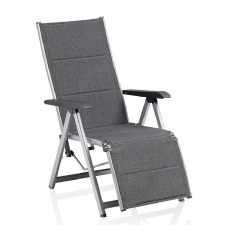  KETTLER BASIC PLUS PADDED relaxációs, dönthető alumínium kerti szék – ezüst / antracit kerti bútor