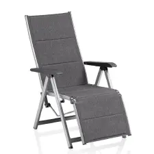 Kettler BASIC PLUS PADDED relaxációs, dönthető alumínium kerti szék – ezüst / antracit kerti bútor