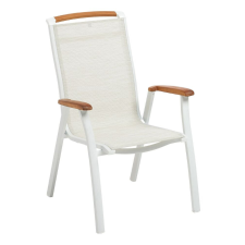  KETTLER MEMPHIS TEAK alumínium rakásolható kerti szék teakfa karfával – fehér / bézs kerti bútor