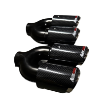  Kettős Kimenetű 90 mm-es Kipufogógáz Univerzális Rozsdamentes Acél ívelt Szénbevonat AutoVision kipufogó alkatrész