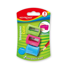 KeyRoad Hegyező 1 lyukú 3 db/bliszter Keyroad Easy Sharp vegyes színek hegyező