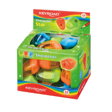 KeyRoad Hegyező 1 lyukú tartályos 24 db/display Keyroad Starfish vegyes színek hegyező