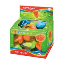 KeyRoad Hegyező 1 lyukú tartályos 24 db/display Starfish vegyes színek (KEYROAD_38394) hegyező