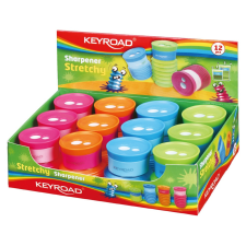 KeyRoad Hegyező 2 lyukú tartályos 12 db/display Keyroad Stretchy vegyes színek hegyező