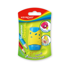 KeyRoad Hegyező 2 lyukú tartályos, fedeles Keyroad Cheese vegyes színek hegyező