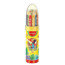 KeyRoad Jumbo színes ceruza készlet henger alakú tárolóban, háromszögletű, 12 szín (KR972230) színes ceruza