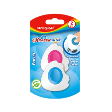 KeyRoad Radír, PVC mentes 2 db/bliszter Keyroad Exraser Plus vegyes színek radír